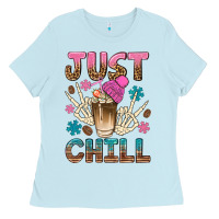Baby Blue just chill with coffee bean bbs Ladies Tee - BundleAndBundleShop
