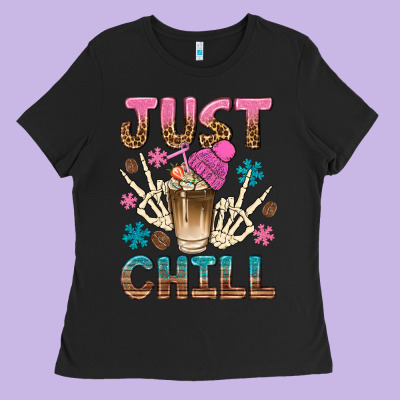 Just Chill With Coffee Bean Bbs Ladies Tee Designed By Bundleandbundleshop