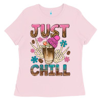 Bubblegum Pink just chill with coffee bean bbs Ladies Tee - BundleAndBundleShop