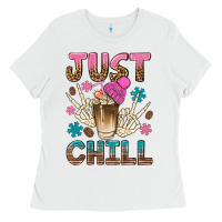 White just chill with coffee bean bbs Ladies Tee - BundleAndBundleShop