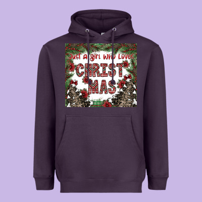 Just A Girl Who Loves Christmas Heavyweight Hoodie Designed By Cowhidedigitalart