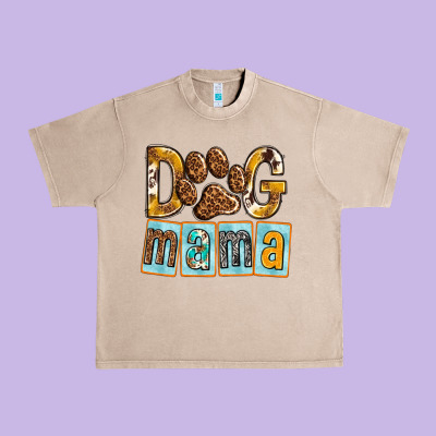Dog Mama With Paw Urban Heavy Tee Designed By Texasbilliewilder