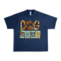 Navy Dog Mama with Paw Urban Heavy Tee - texasbilliewilder