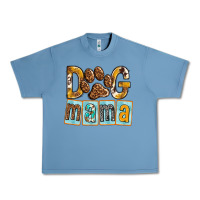Pebble Blue Dog Mama with Paw Urban Heavy Tee - texasbilliewilder