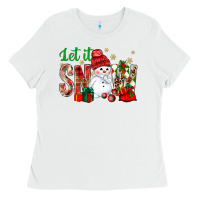 White let it snow with snowman Ladies Tee - BundleAndBundleShop