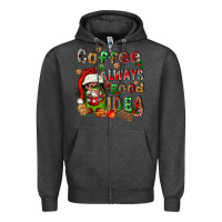 Charcoal Heather coffee is always a good idea Zipper Hoodie - FaDigitalArtStudio