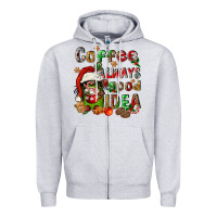 Heather Grey coffee is always a good idea Zipper Hoodie - FaDigitalArtStudio