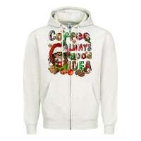 Oatmeal Heather coffee is always a good idea Zipper Hoodie - FaDigitalArtStudio