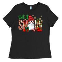 Black let it snow with snowman Ladies Tee - BundleAndBundleShop