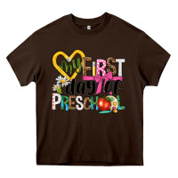 Chocolate Brown my first day of preschool Heavy Core Tee - NancyCooperArtShop