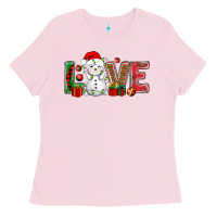 Bubblegum Pink love snowman bbs Ladies Tee - BundleAndBundleShop