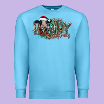 Howdy Christmas Premium Sweatshirt Designed By Cowhidedigitalart