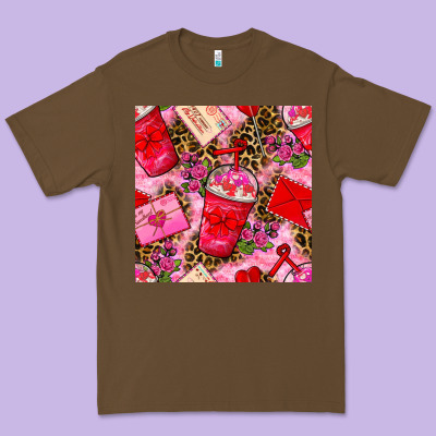Valentines Day Coffee Cups And Love Letter With Xoxo And Leopard Seaml Premium Tee Designed By Bundleandbundleshop