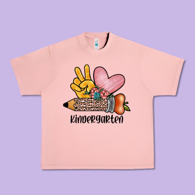 Peace Love Kindergarten Urban Heavy Tee Designed By Jahusdesignshop