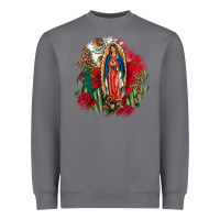 Our Lady Of Guadalupe Mexican Flag Cactus Roses Heavyweight Sweatshirt | Teevron