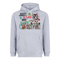 Heather Grey just a girl who loves christmas Heavyweight Hoodie - CowhideDigitalArt