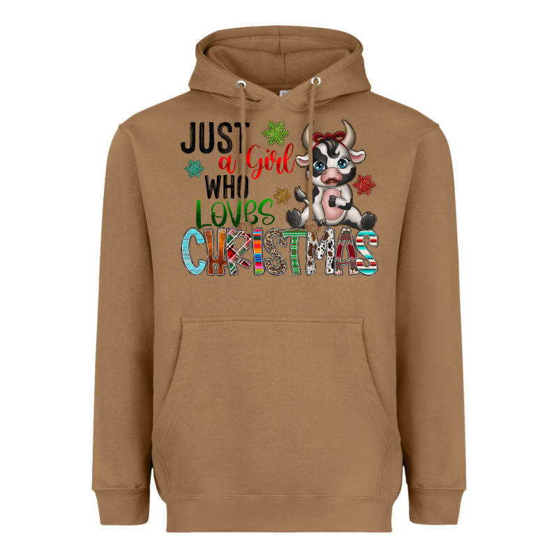 Just A Girl Who Loves Christmas Heavyweight Hoodie by CowhideDigitalArt | Teevron