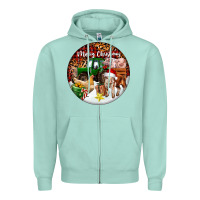 Seafoam Merry Christmas Farm Animals Zipper Hoodie - FaDigitalArtStudio