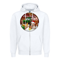 White Merry Christmas Farm Animals Zipper Hoodie - FaDigitalArtStudio