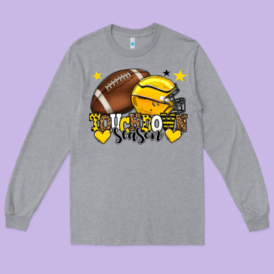 Touchdown Season American Football Yellow Team Long Sleeve Tee Designed By Howdyjamesfarm