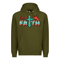 Army Green Have Faith Premium Hoodie - BundleAndBundleShop