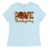 Baby Blue love thanksgiving with turkey bbs Ladies Tee - BundleAndBundleShop