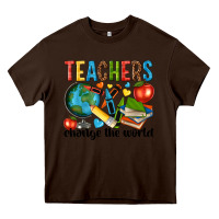 Chocolate Brown teachers change the world Heavy Core Tee - NancyCooperArtShop