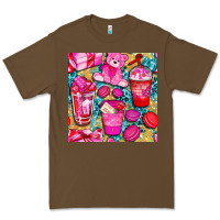 Cacao valentines day with love coffee cups  seamless pattern bbs Premium Tee - BundleAndBundleShop