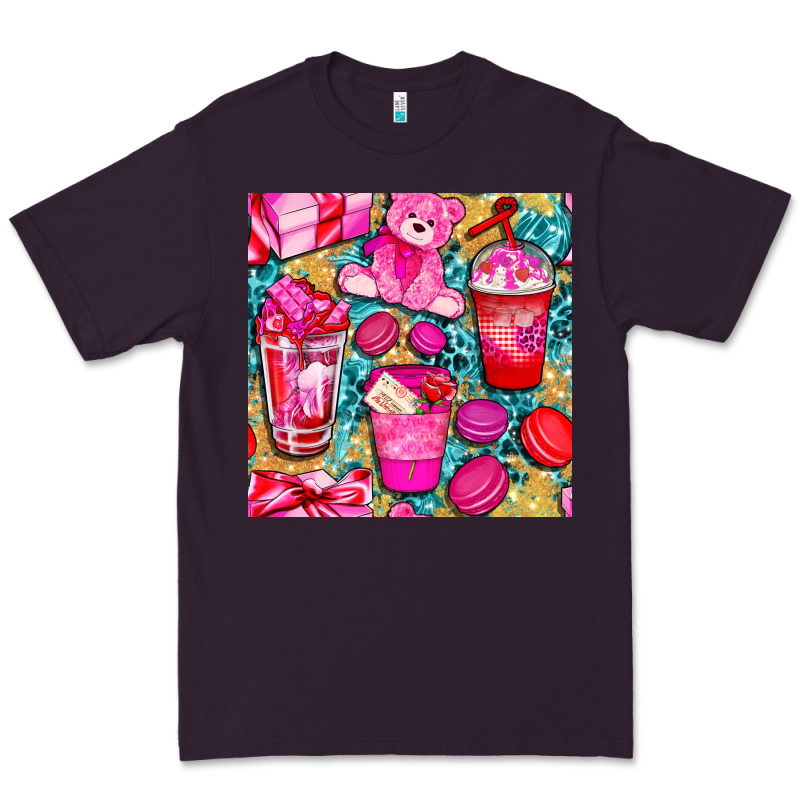 Valentines Day With Love Coffee Cups  Seamless Pattern Bbs Premium Tee by BundleAndBundleShop | Teevron