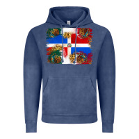 Vintage Denim Mexican and Puerto Rico Flag Vintage Hoodie - texasbilliewilder