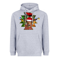 Heather Grey longhorn Aztec Christmas Heavyweight Hoodie - CowhideDigitalArt
