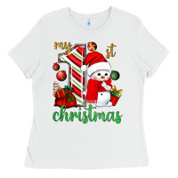 White my 1 st christmas with cute snowman bbs Ladies Tee - BundleAndBundleShop