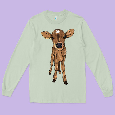 Baby Cow Long Sleeve Tee Designed By Howdyjamesfarm
