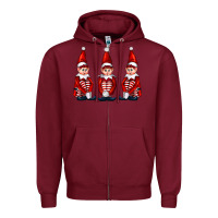 Burgundy Christmas Elfs Zipper Hoodie - FaDigitalArtStudio