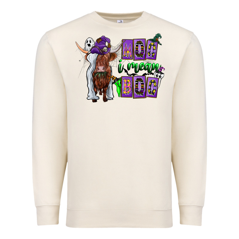 Moo I Mean Boo Premium Sweatshirt by CowhideDigitalArt | Teevron