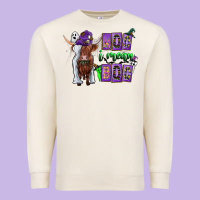 Moo I Mean Boo Premium Sweatshirt Designed By Cowhidedigitalart