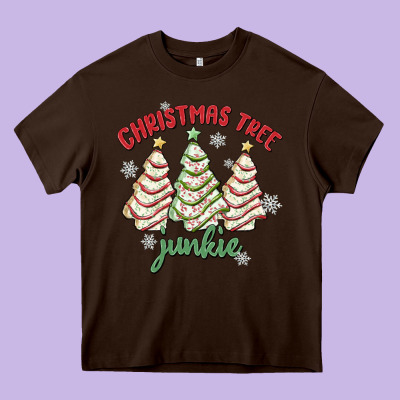 Christmas Tree Junkie Heavy Core Tee Designed By Maliassmallbusiness