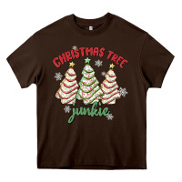 Chocolate Brown christmas tree junkie Heavy Core Tee - MaliasSmallBusiness