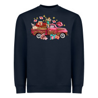 Navy Western Valentines Day Truck Photography Love Side Heavyweight Sweatshirt - FaDigitalArtStudio