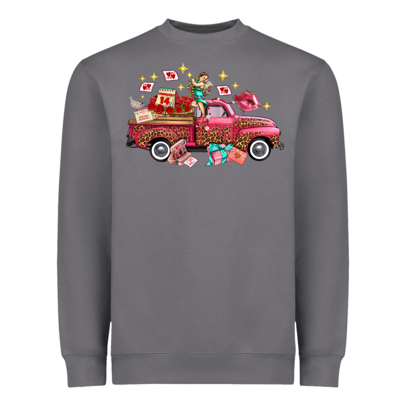 Western Valentines Day Truck Photography Love Side Heavyweight Sweatshirt by FaDigitalArtStudio | Teevron