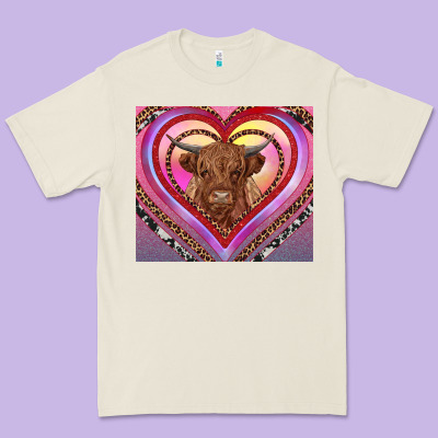 Highland Cow Valentine's Day Premium Tee Designed By Ranaportraitstore