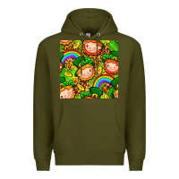 Army Green St. Patrick's dwarf seamless pattern digital paper Premium Hoodie - BundleAndBundleShop