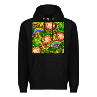 Black St. Patrick's dwarf seamless pattern digital paper Premium Hoodie - BundleAndBundleShop