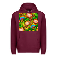 Burgundy St. Patrick's dwarf seamless pattern digital paper Premium Hoodie - BundleAndBundleShop