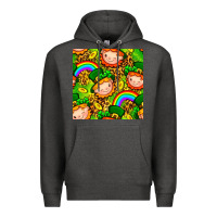Charcoal Heather St. Patrick's dwarf seamless pattern digital paper Premium Hoodie - BundleAndBundleShop