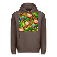 Coffee St. Patrick's dwarf seamless pattern digital paper Premium Hoodie - BundleAndBundleShop
