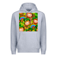 Heather Grey St. Patrick's dwarf seamless pattern digital paper Premium Hoodie - BundleAndBundleShop