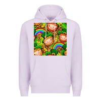Lilac St. Patrick's dwarf seamless pattern digital paper Premium Hoodie - BundleAndBundleShop