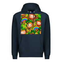 Navy St. Patrick's dwarf seamless pattern digital paper Premium Hoodie - BundleAndBundleShop
