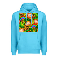 Ocean Blue St. Patrick's dwarf seamless pattern digital paper Premium Hoodie - BundleAndBundleShop